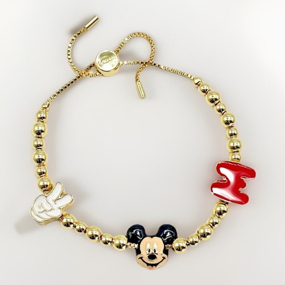 Baublebar x Disney Mickey Mouse Pisa Charm Bracelet Adjustable Length NWT